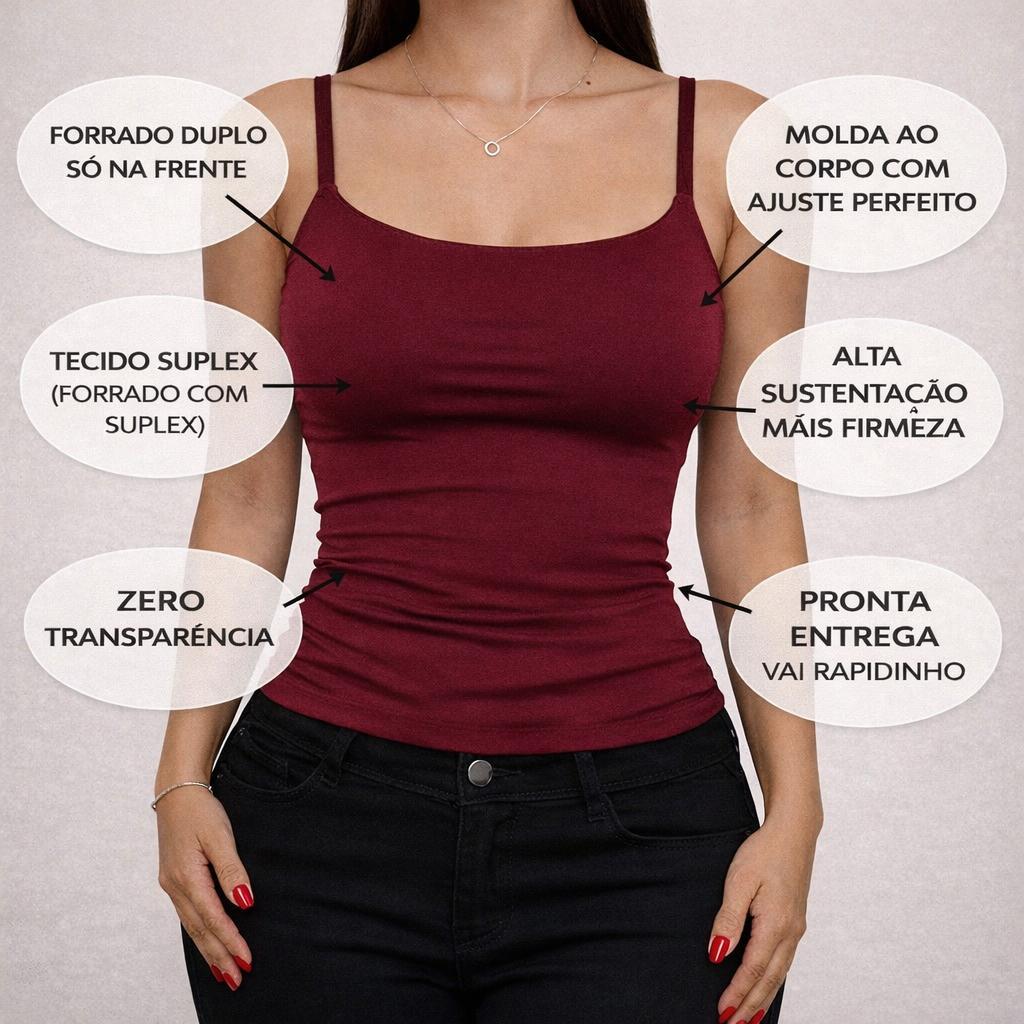 Regata Feminina Alcinha Cropped Suplex Com Forro B