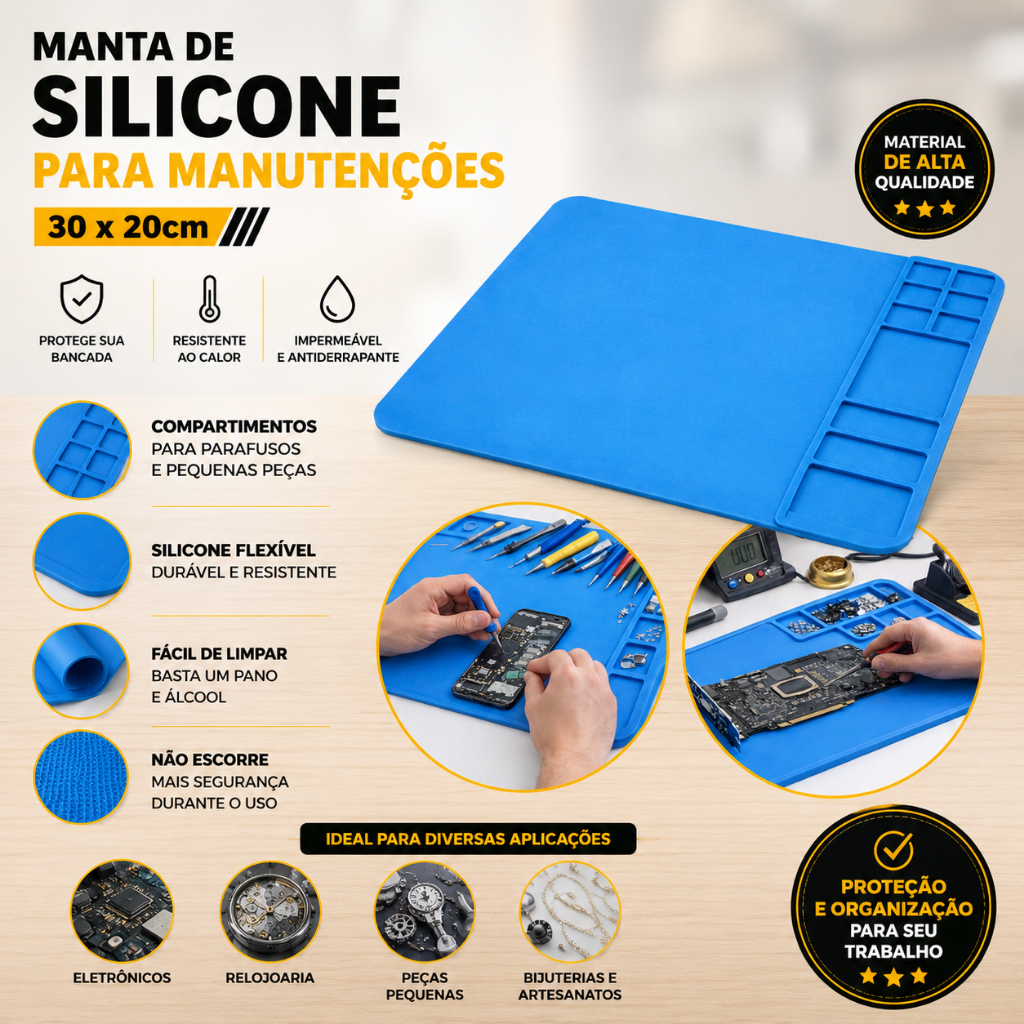 Manta Antiestática Silicone 30x20cm Resistente 50