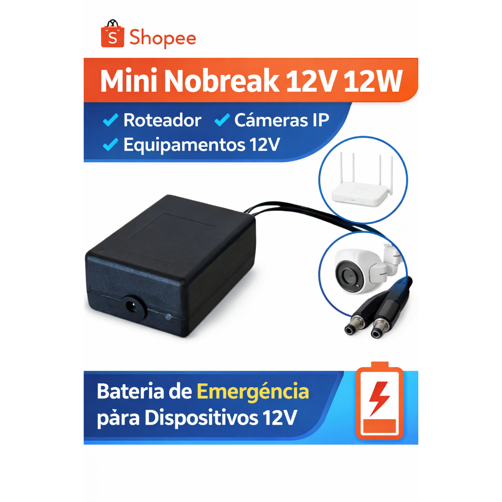 Mini Nobreak 12v 12w- Mini Ups Para Roteador, Câm
