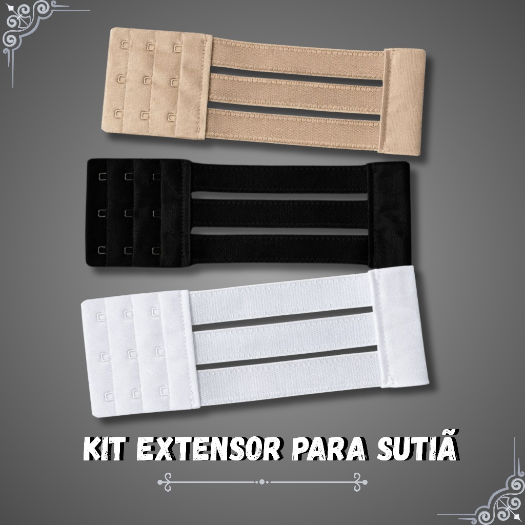 Kit Extensor para Sutiã 3 Fechos Plus Size Ajuste