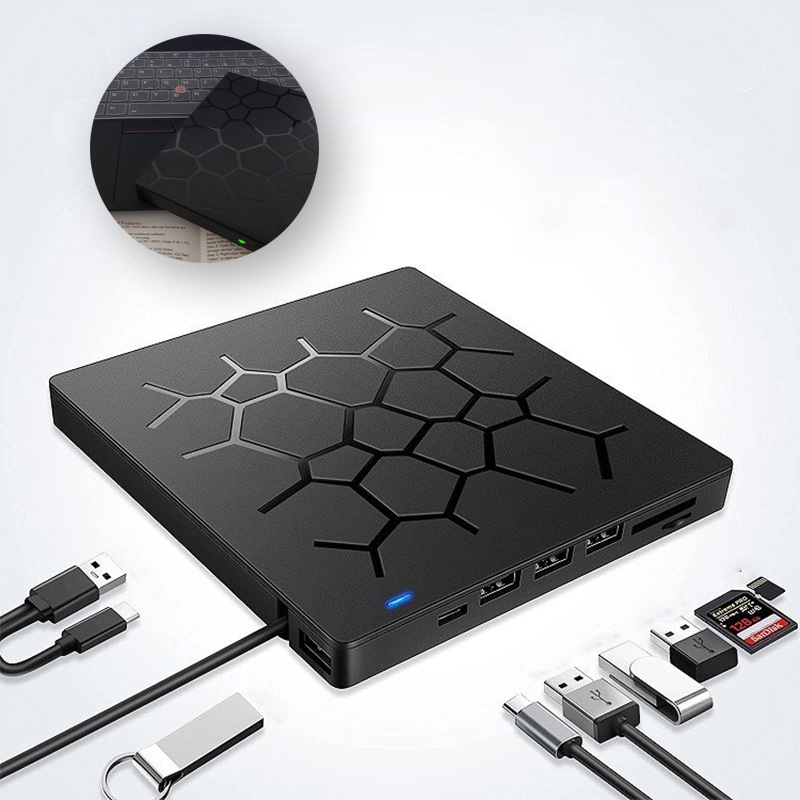 7 Em 1 Gravador Leitor CD/DVD Externo USB3.0 PC No
