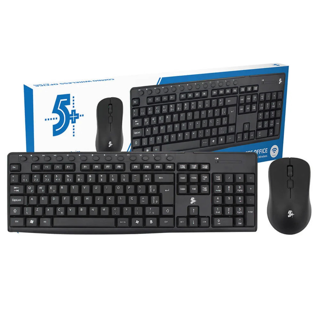 Combo Teclado e Mouse Sem Fio ABNT2 USB Office 5+ 