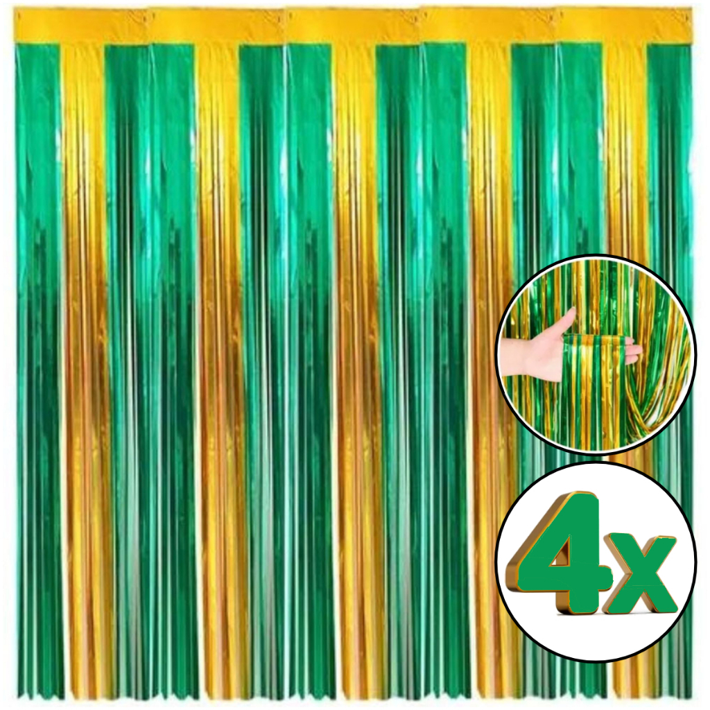 Cortinas Metalizadas Verde e Amarela Copa do Mundo