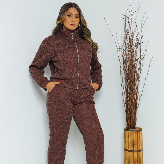 Conjunto Feminino Ribana Canelada Premium Calça e