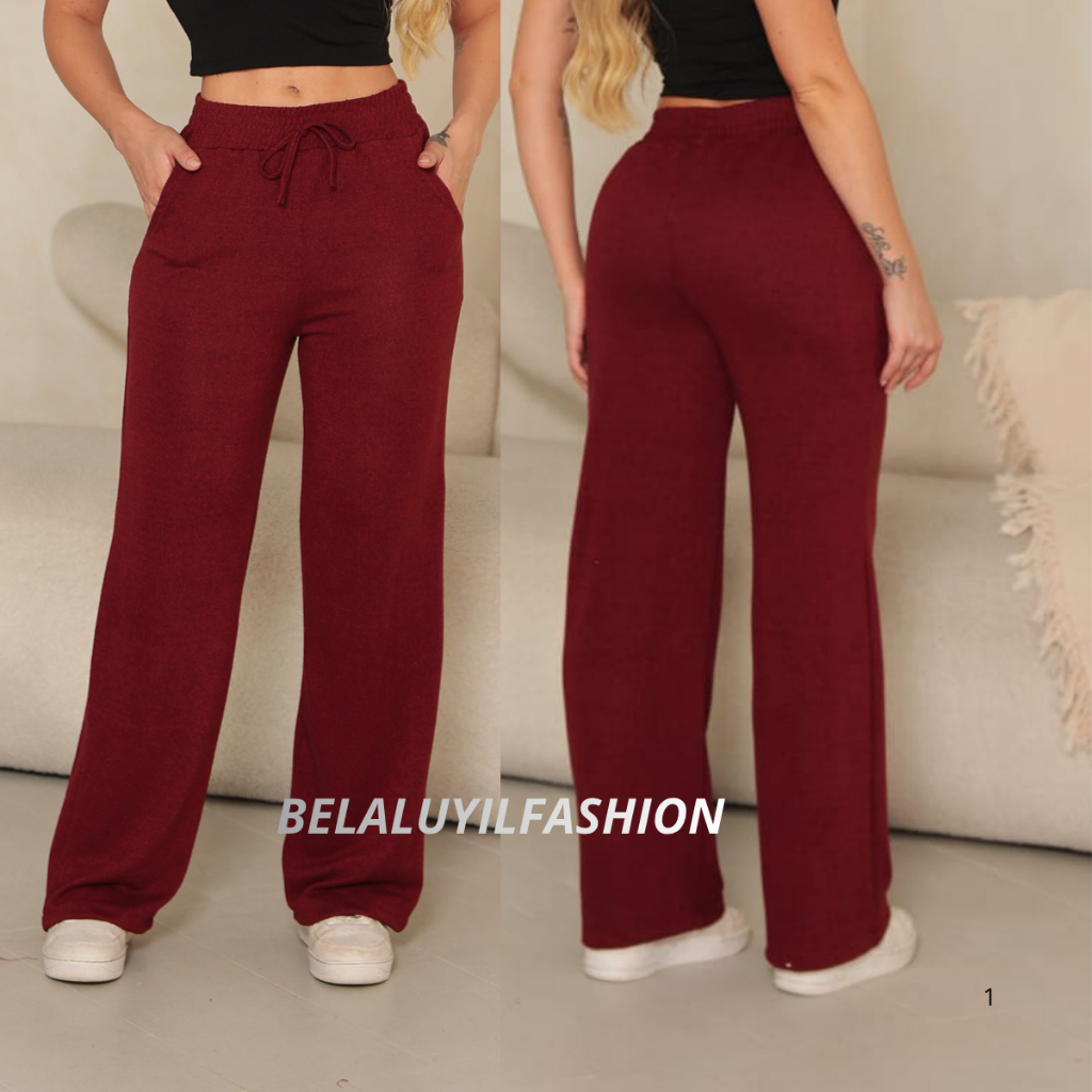 Calça Pantalona  Lanzinha Feminina Cintura Alta C