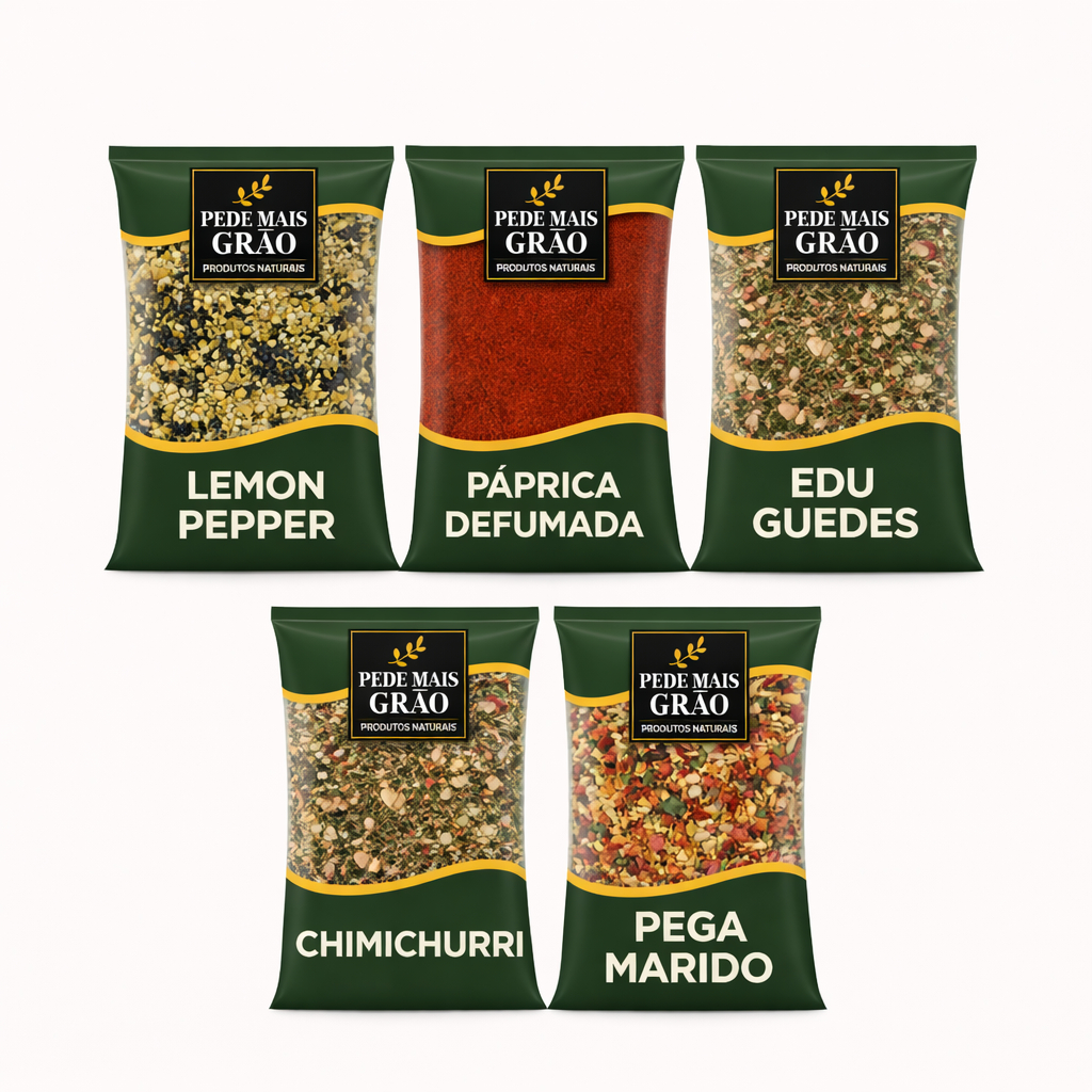 Combo 5 Temperos Premium  Lemon Pepper, Páprica D