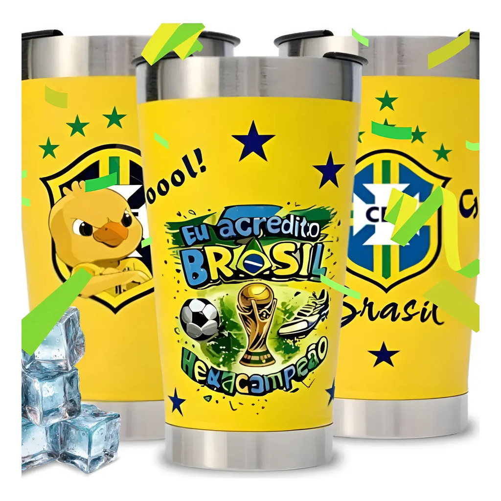 Copo Térmico Com Tampa 473ml Aço Inox Copa Do Mu