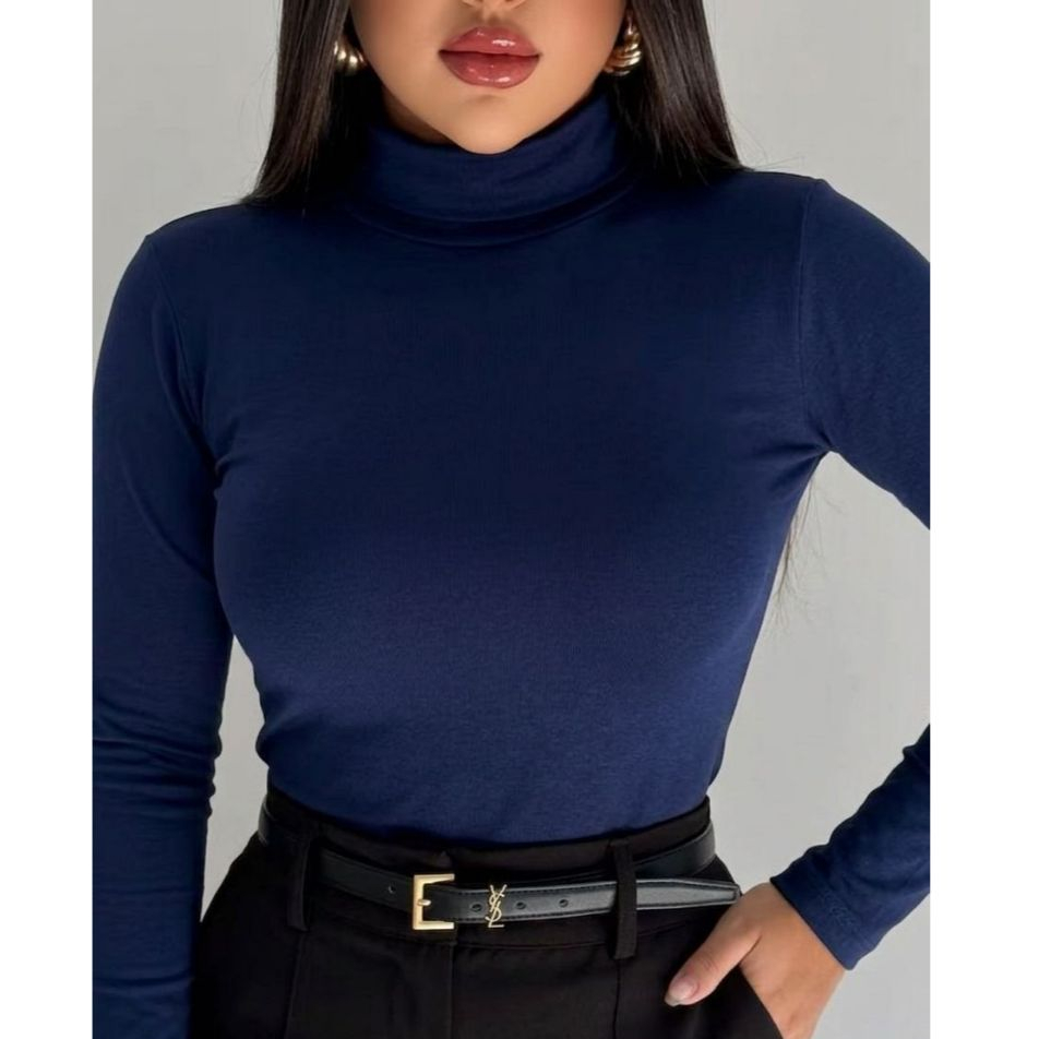Blusa Feminina Cacharrel Manga Longa Gola Alta Sup