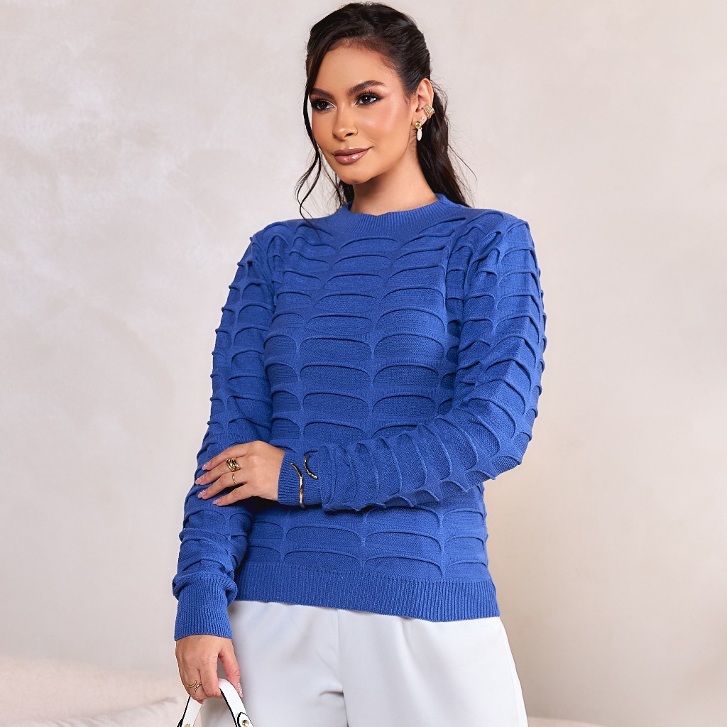 Blusinha Estilosa Manga Longa Blusa Frio Tricot Mo