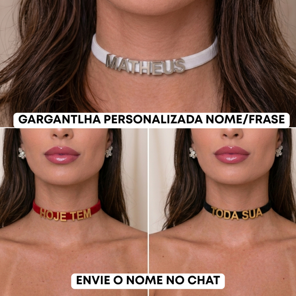 Gargantilha Personalizada Nome Letras Choker Colar