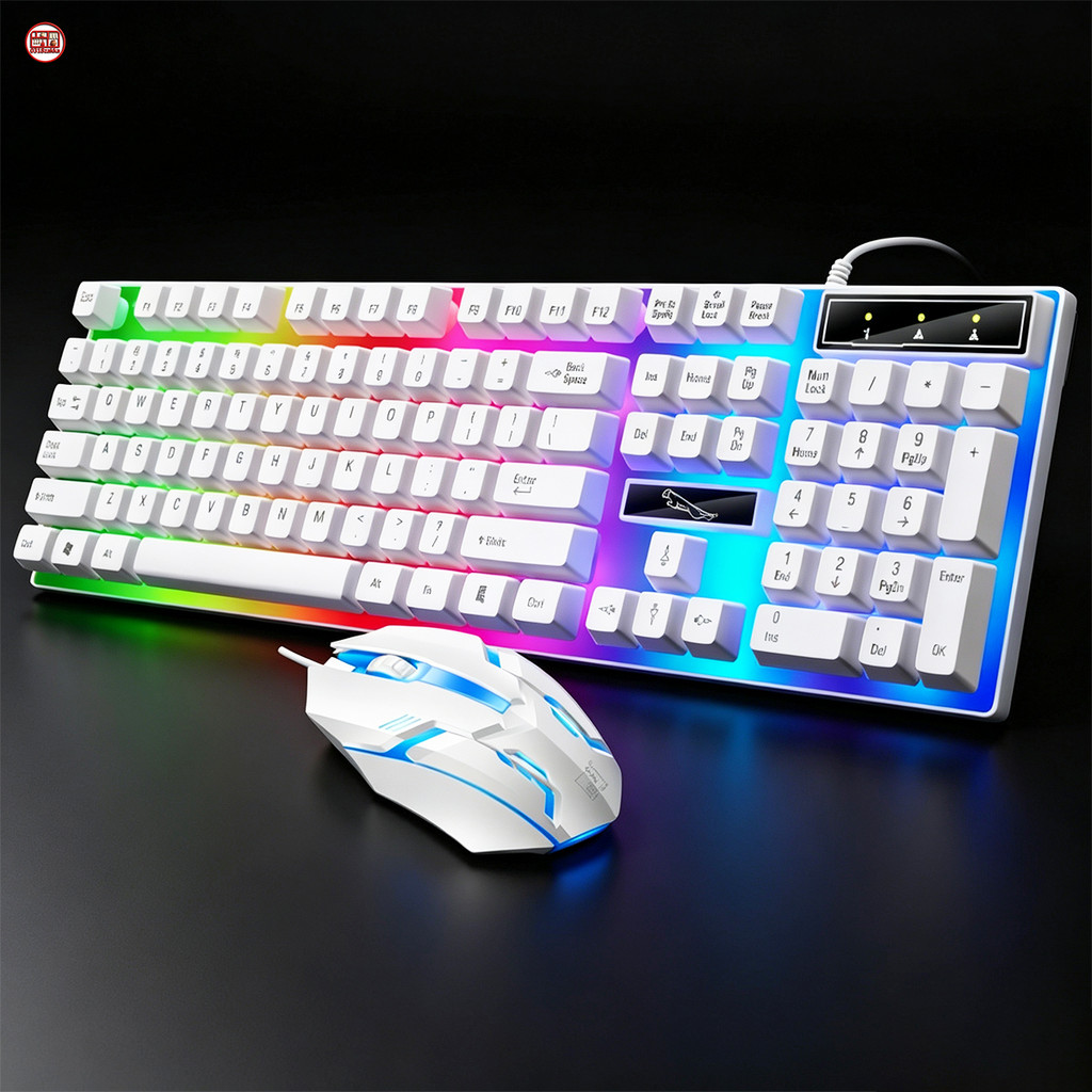 Combo Teclado e Mouse Gamer com Luzes RGB  Fio de 