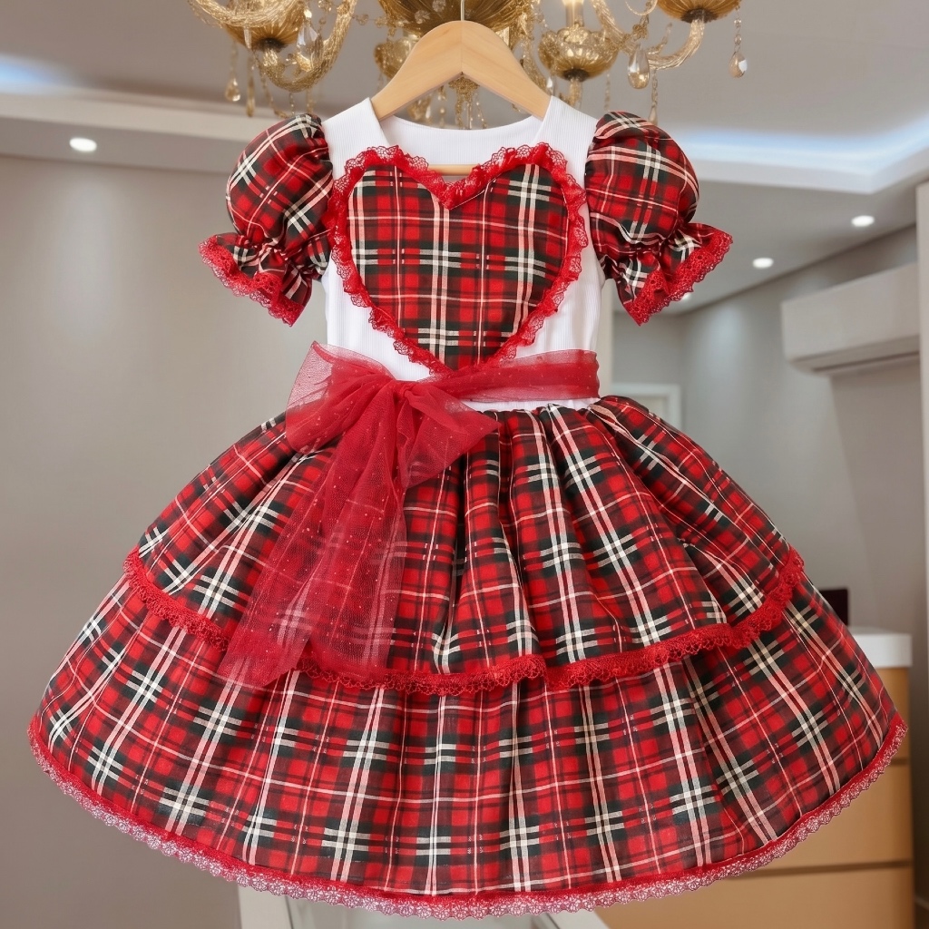 vestido de quadrilha Caipira Infantil Festa Junina