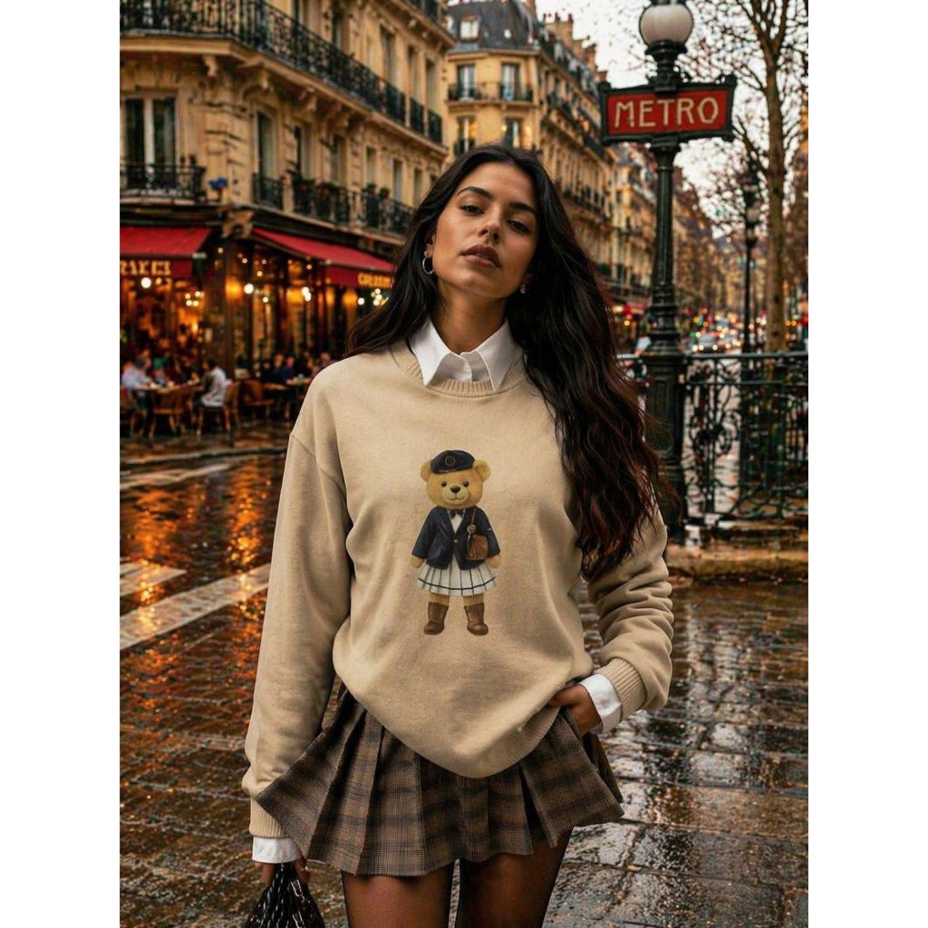 Moletom Estiloso Urso Feminino Blusa de Frio Moda 