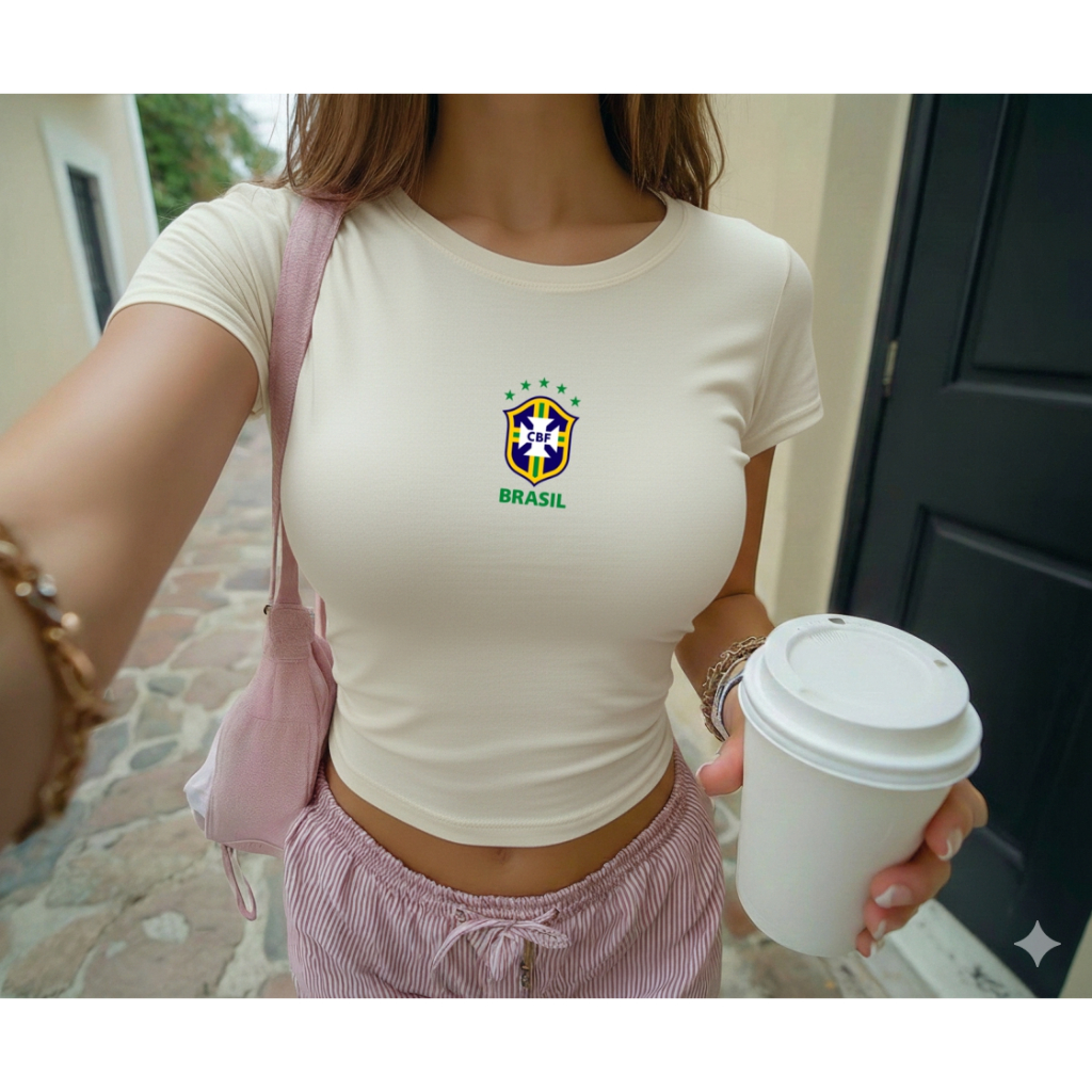 Babylook brasil slim fit babytee suplex de compres