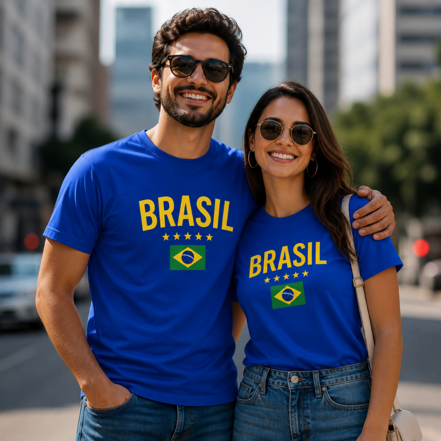 KIT 2 CAMISA MOZÃO CASAL BRASIL CAMISETA CASAIS C