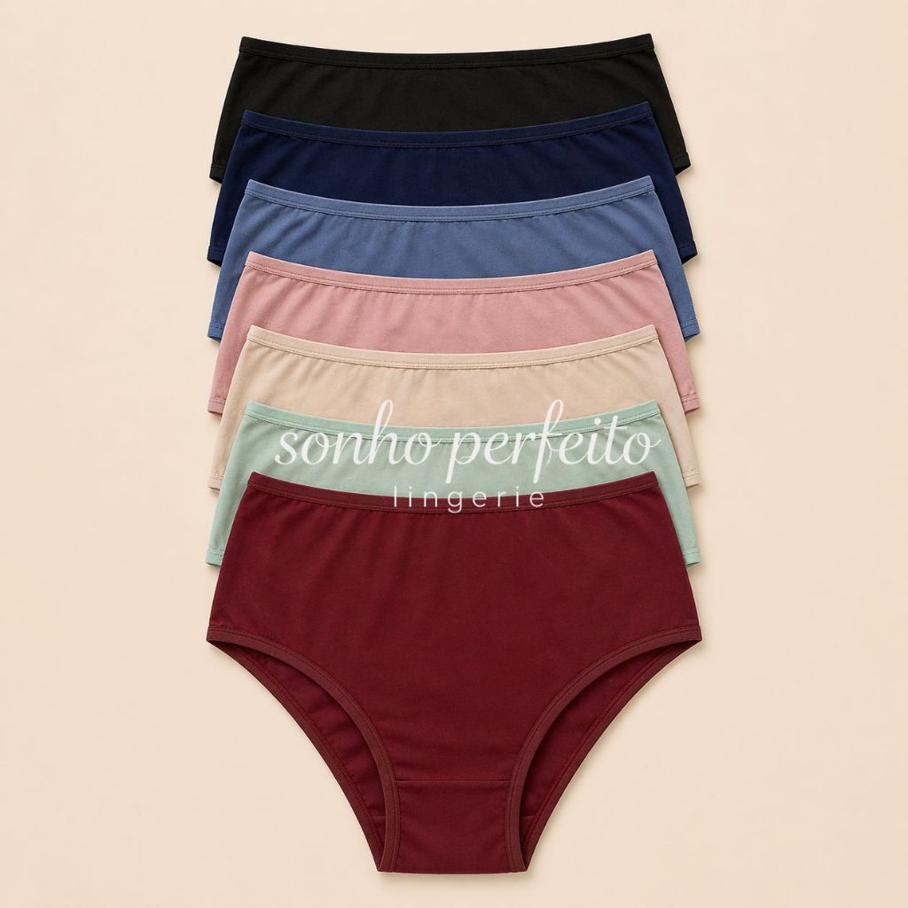 Kit Calcinhas Cós Alto Gestante Plus Size Confort