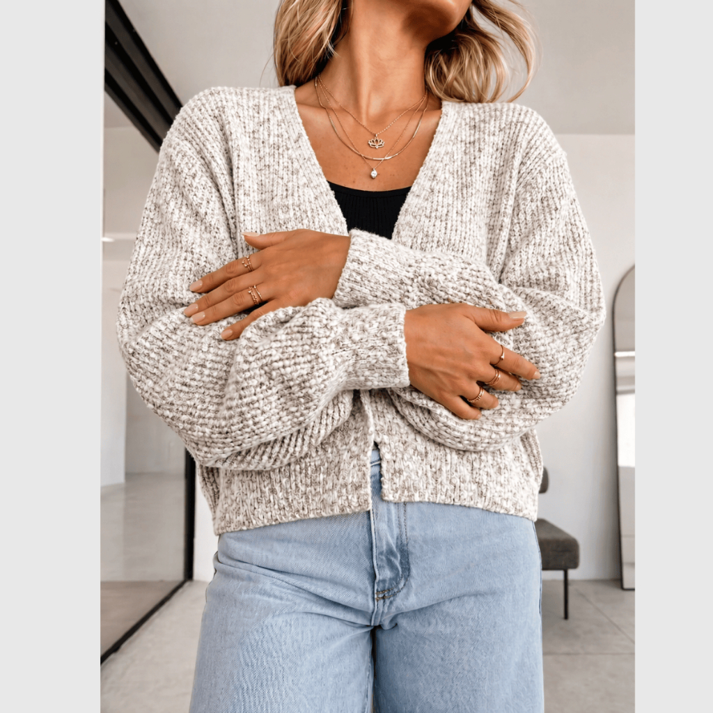 Casaco Feminino Elegante Tricot Mousse Macio Quent