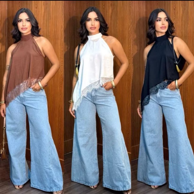Blusa Feminina Gola Alta Assimétrica Frente Únic
