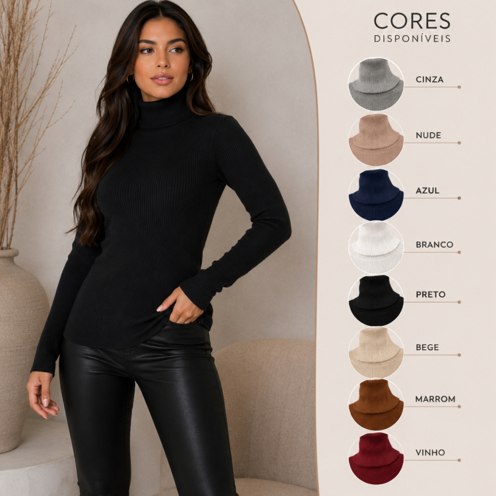 Blusa Cacharrel Feminina Segunda Pele Gola Alta L�