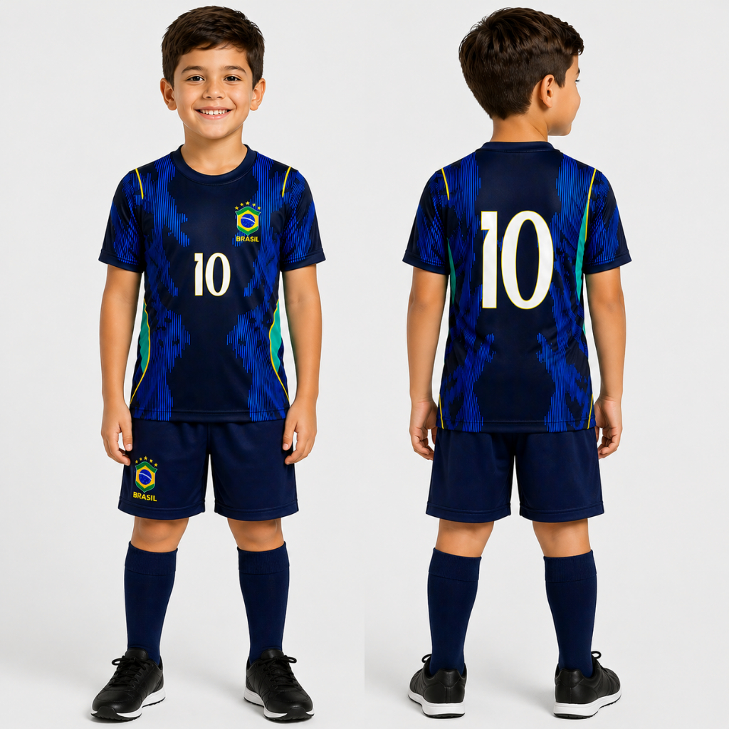 Conjunto Infantil Juvenil do Brasil Azul Novo do 0