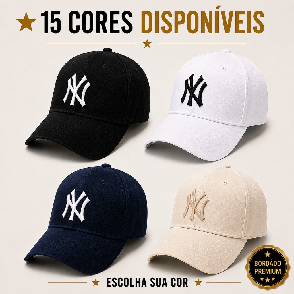 Boné New York NY Bordado, Aba Curva, Unissex, Reg