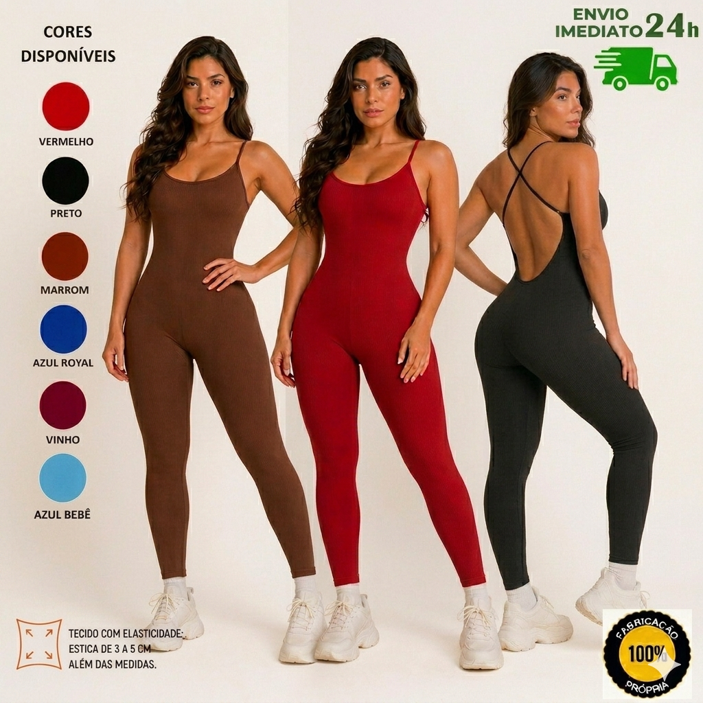 Macacão feminino Academia Costa X Canelado anarru