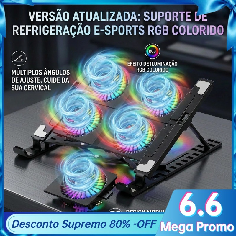 Suporte para Notebook com Base Cooler e 4 Ventoinh