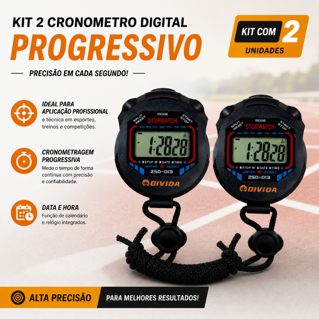 Kit 2 Cronômetros Digitais Progressivo De Mão Al