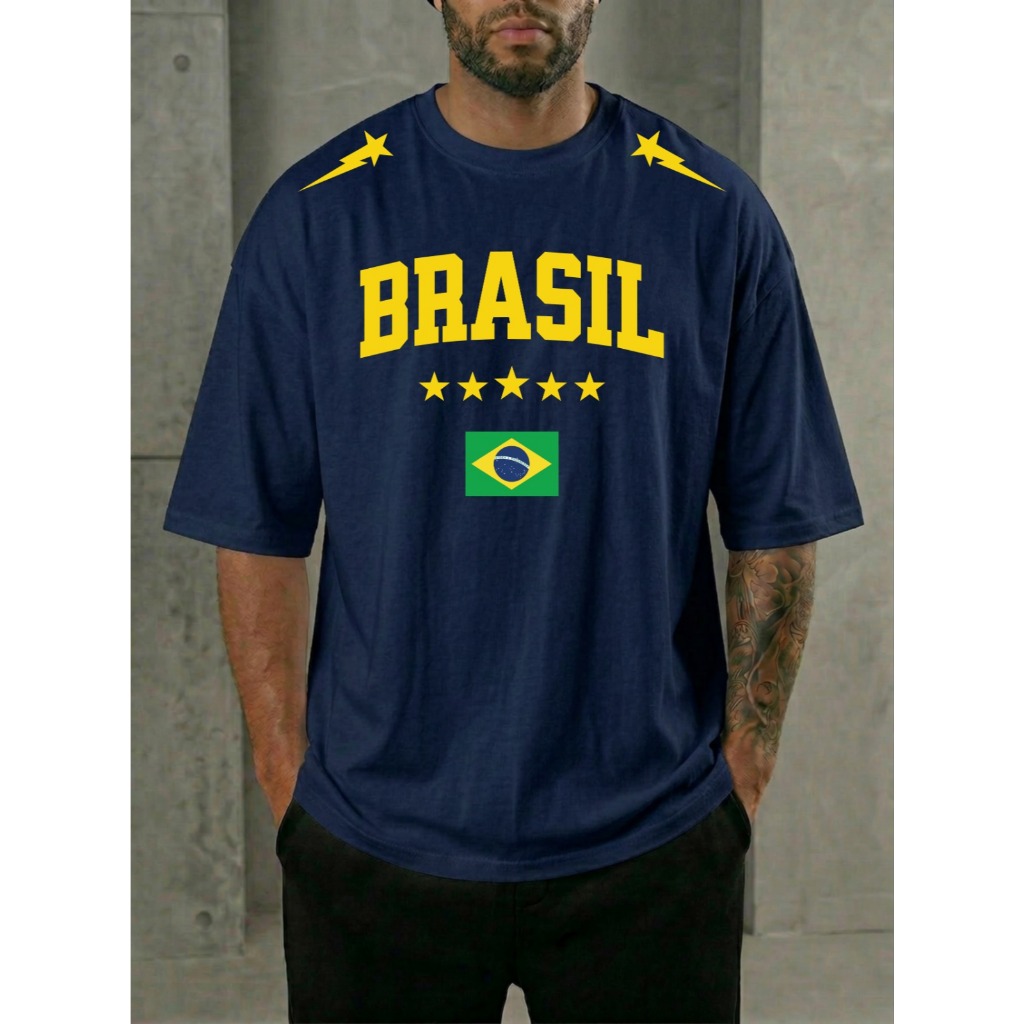 Camiseta Oversized Brasil Copa T-shirt Hexa Futebo