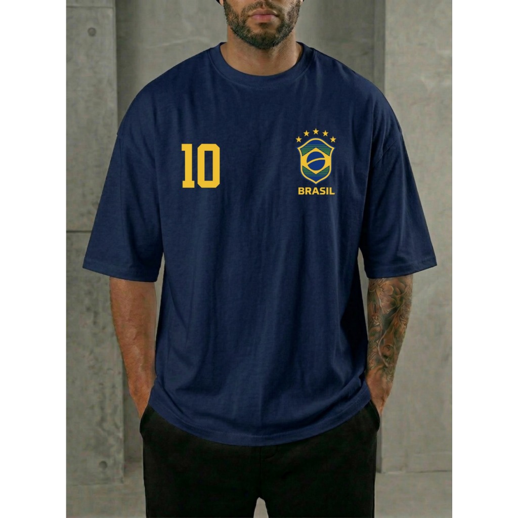 Camiseta Oversized Futebol Brasil Copa T-shirt Hex