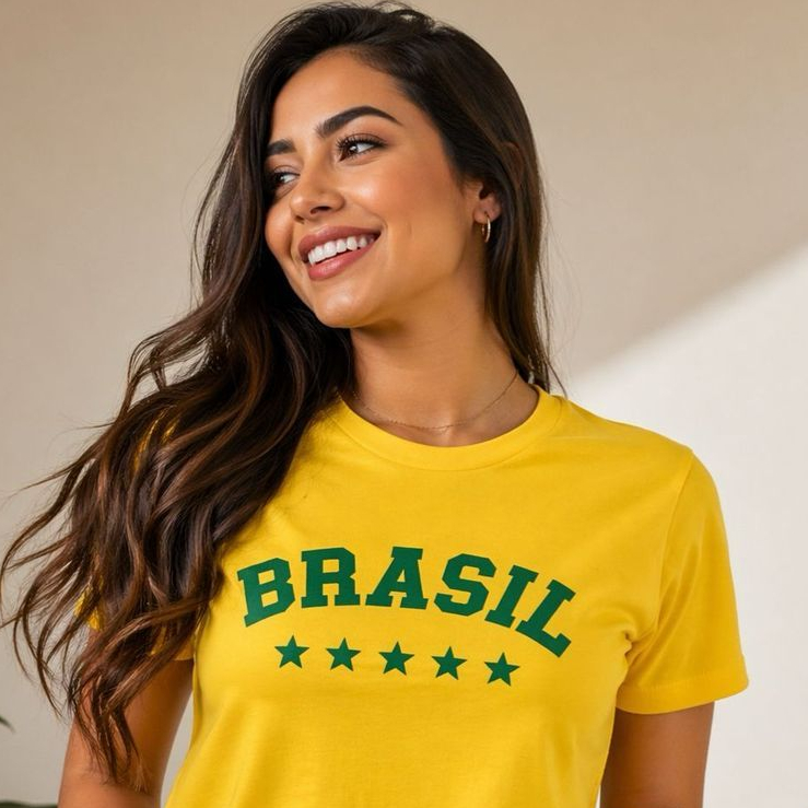 Blusa Feminina Brasil Camiseta T-shirt Copa do Mun