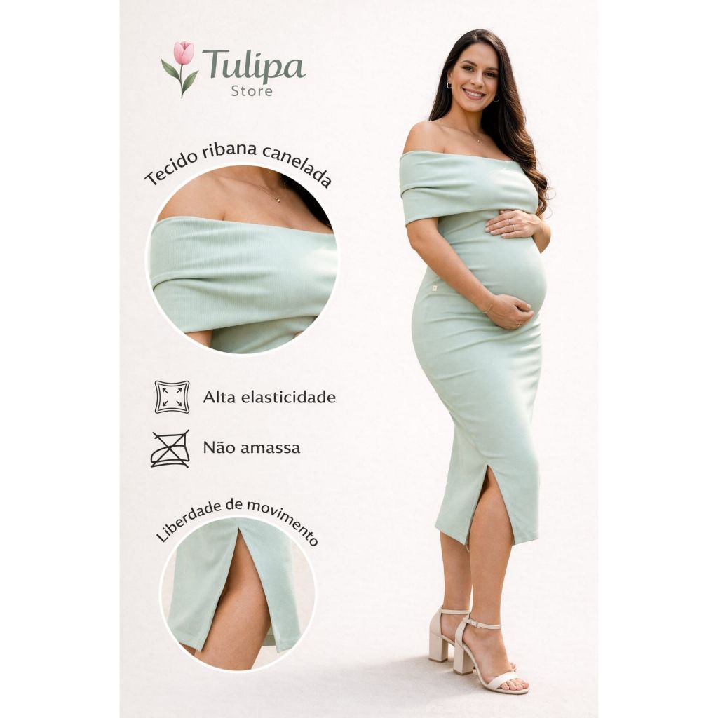 Vestido gestante canelado cha revelação casament