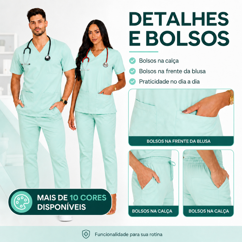 Pijama Cirúrgico Unissex Oxford  Conjunto Scrub H