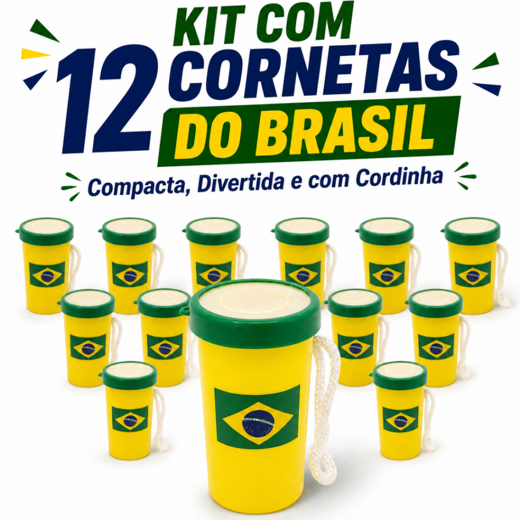 Kit 12 Corneta Apito Vuvuzela Copa Do Mundo Brasil