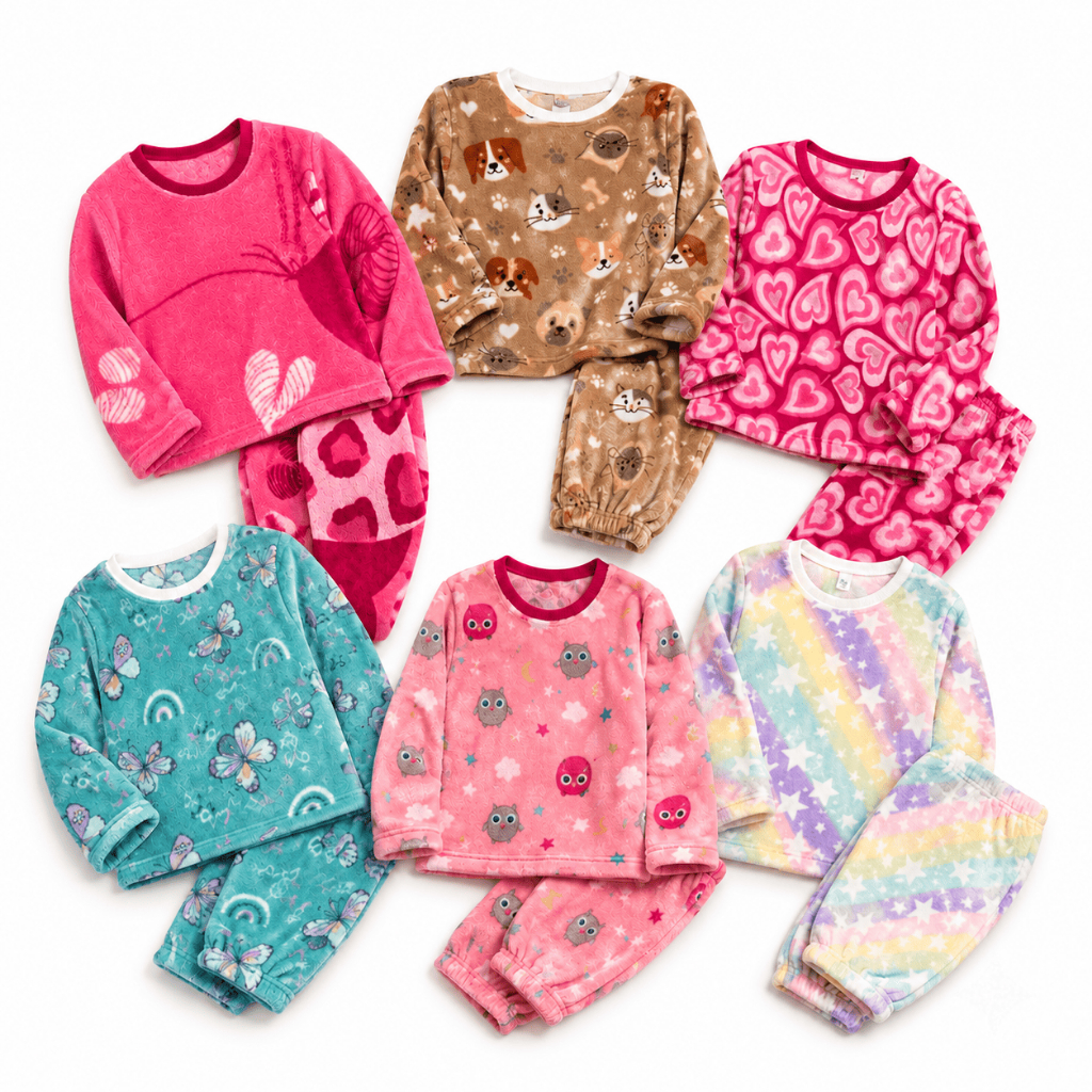 kit 1 2 ou 3 Pijamas juvenil Estampado em Fleece F