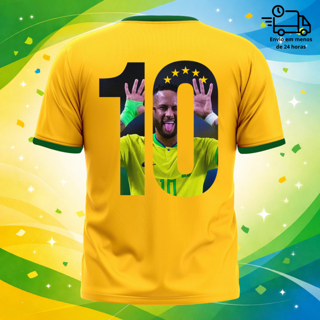 Camiseta Neymar Brasil 2026 Copa Algodão 100% Uni