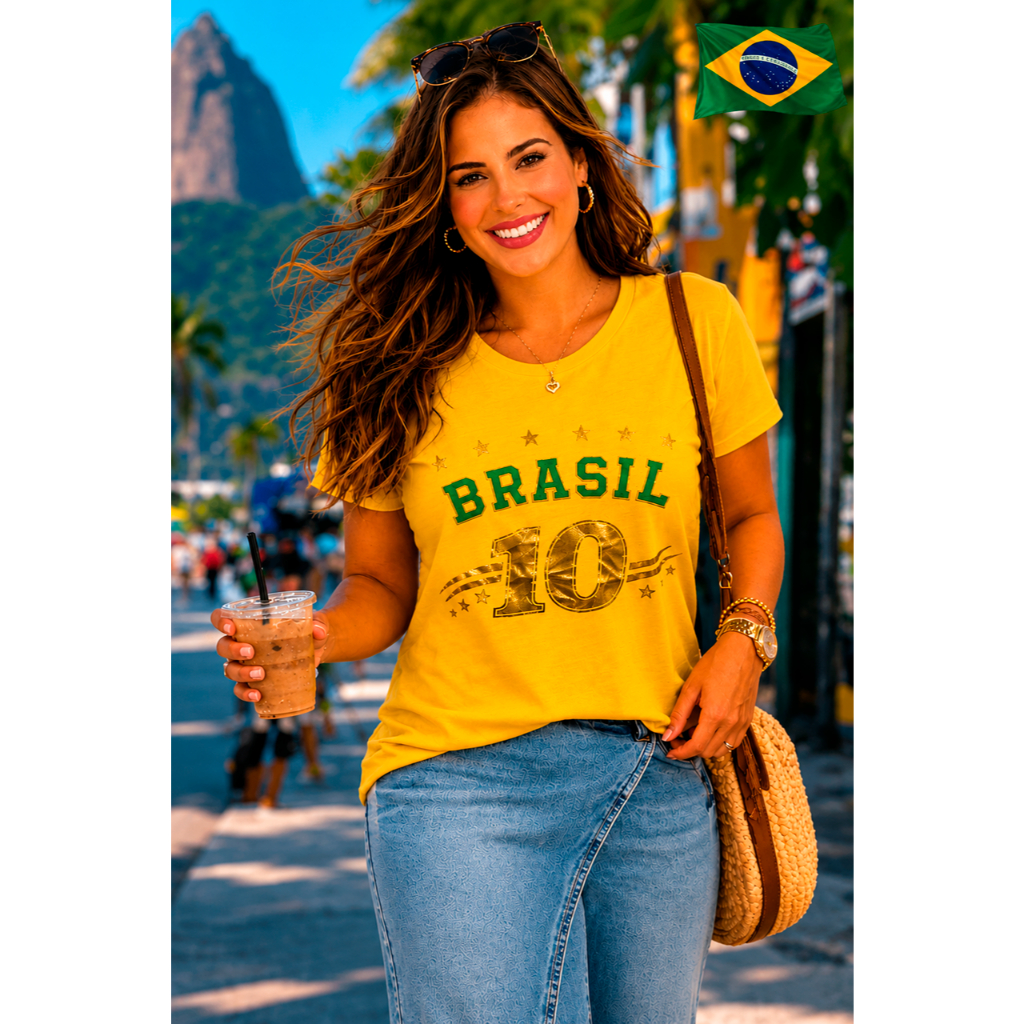 Blusa Brasil Feminina Estilosa Camiseta Tendência