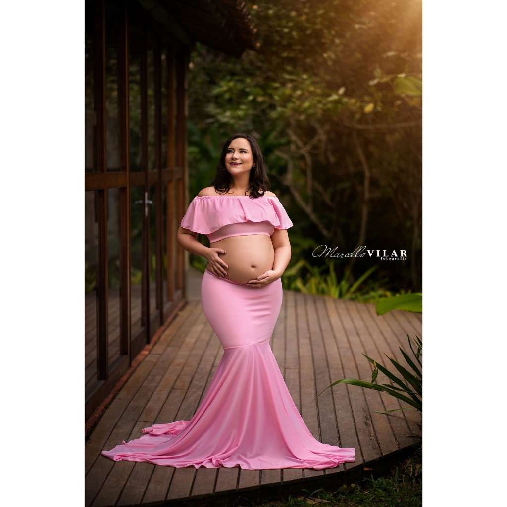Vestido ciganinha para ensaio de gestante
