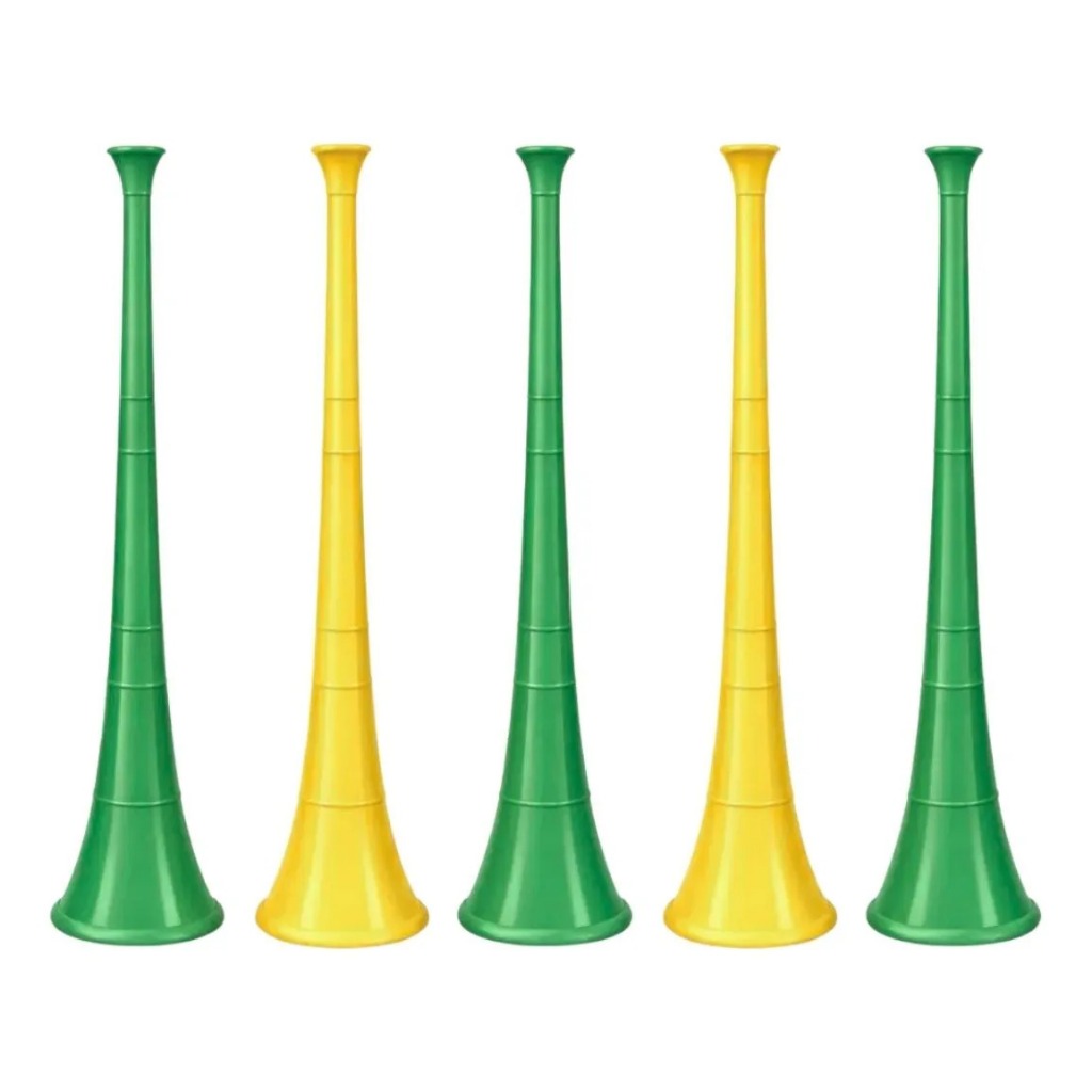 Kit com 5 Cornetas Vuvuzela Buzina GRANDE Brasil C