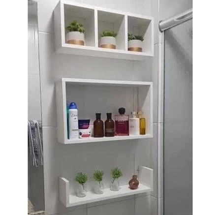 Kit 3 Nicho Banheiro 100% MDF  Peças Decorativo O