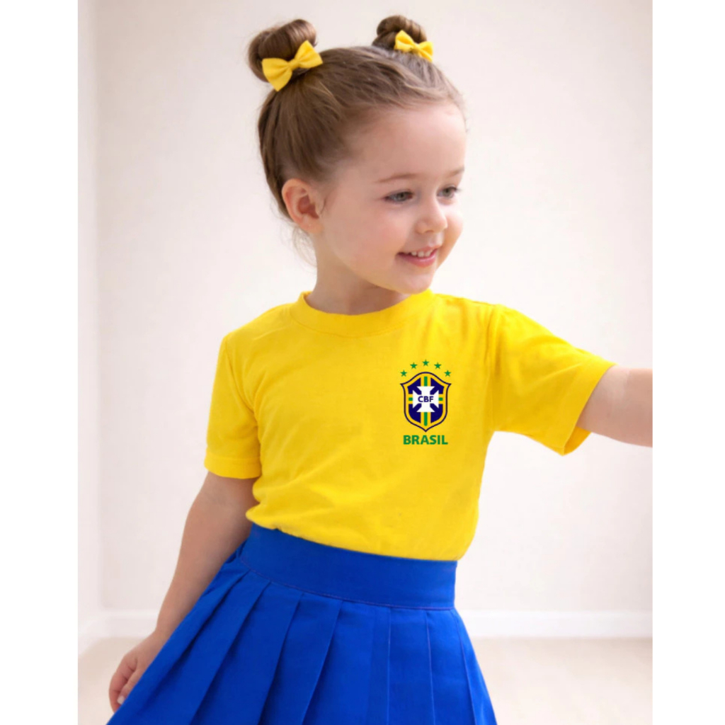 Camiseta Infantil Algodão Estampa Brasil Copa do 