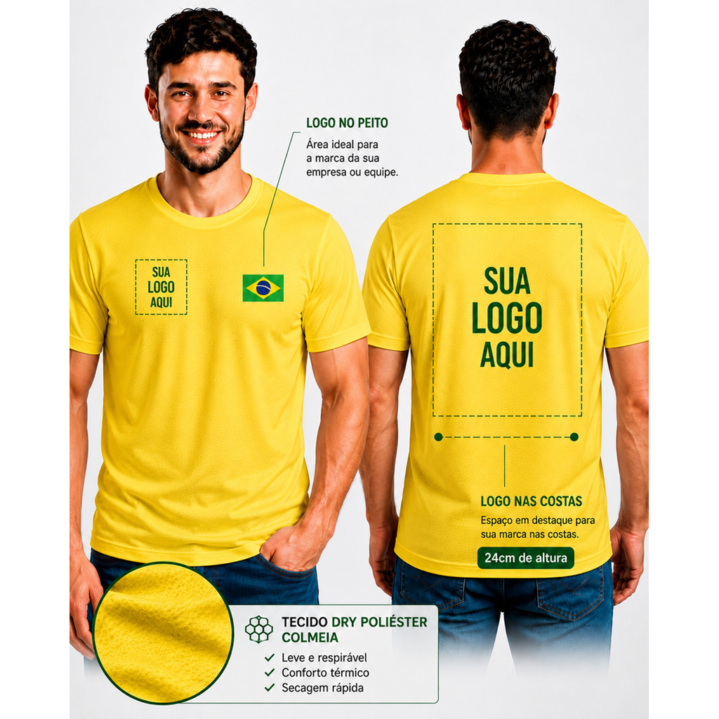 Camiseta Com Logo Empresa Personalizada Brasil Uni