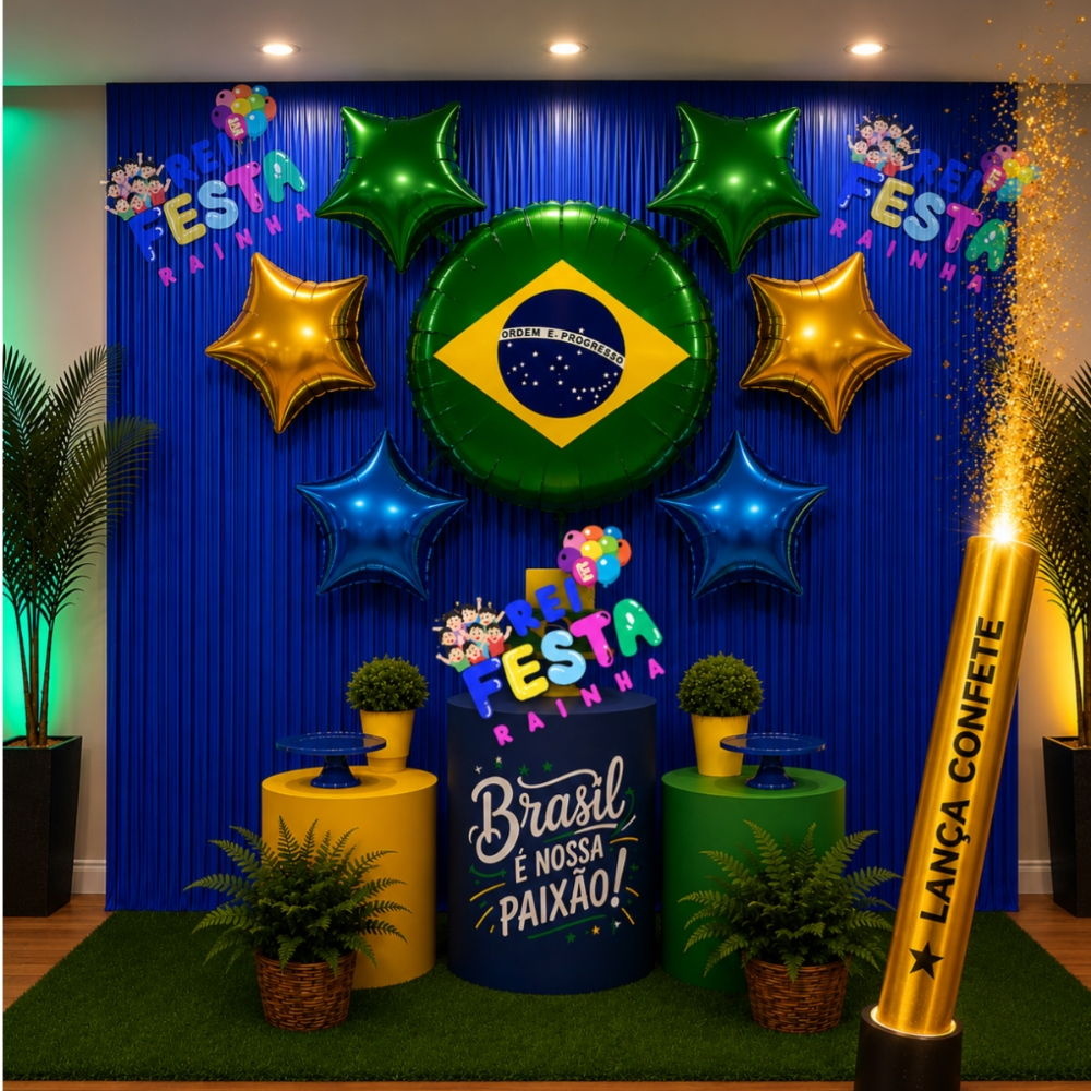 Kit Decoração Copa do mundo 2 Cortinas  + Balão