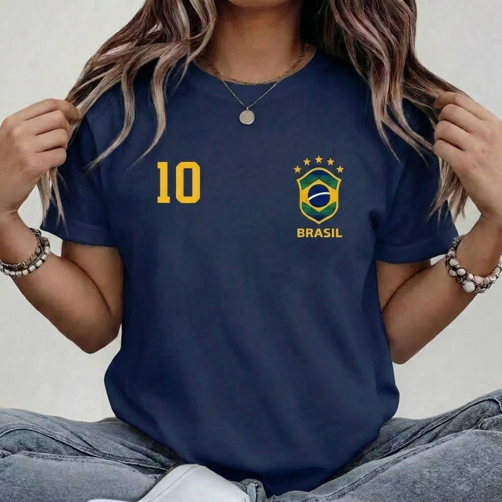 Camiseta 100% Algodão Brasil Camisa 10 T-shirt Fe