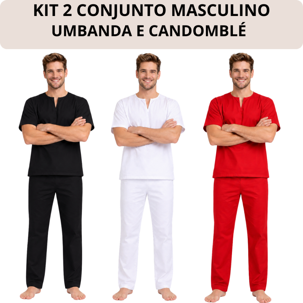 Kit 2 Conjunto Masculino Umbanda e Candomblé Unis