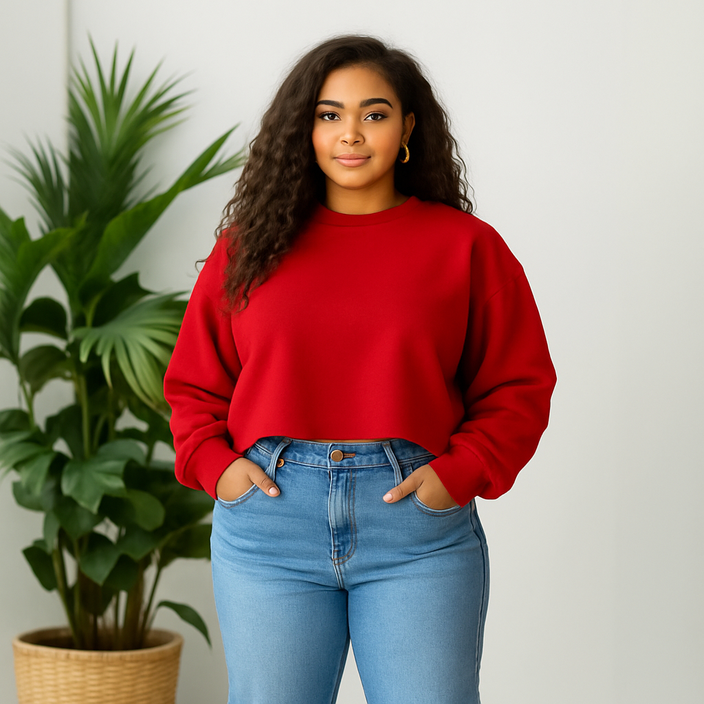 Casaco cropeed plus size manga comprida moletinho 