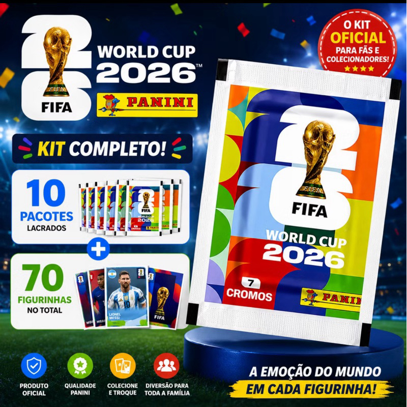 Kit Álbum + Figurinhas da Copa do Mundo FIFA 2026