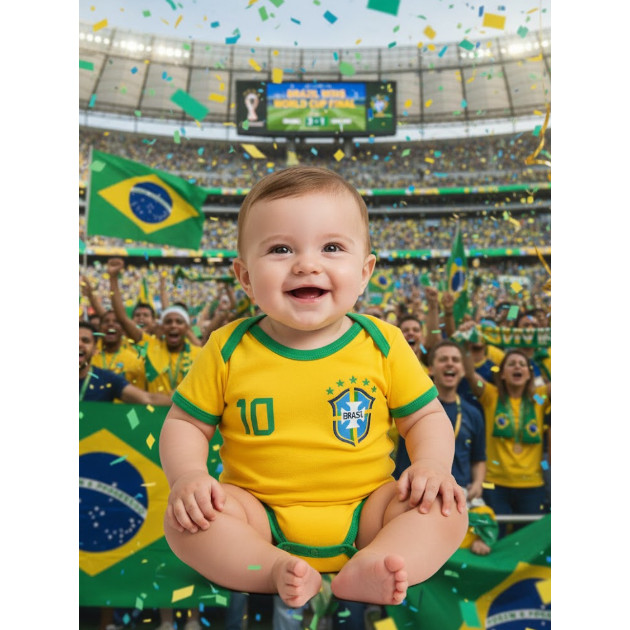 Body Infantil Bebê Temático Camisa Brasileira Me
