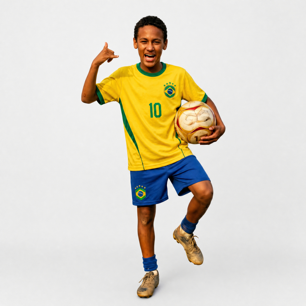 Kit Bordados Brasil Camisa e Short infantil e juve