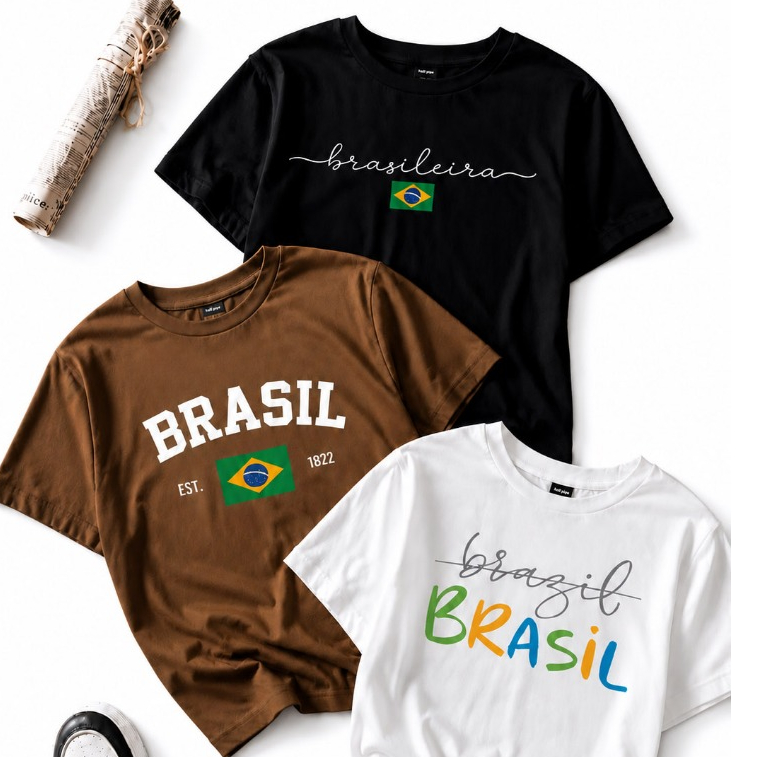 Kit 3 Camisetas Brasil blusas Femininas com Bandei